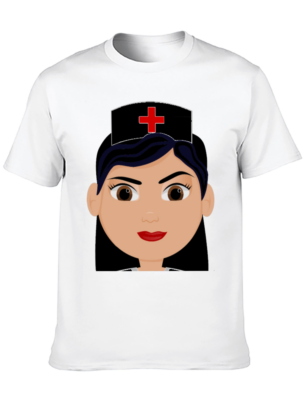 Cartoon Nurse Graphic Black T-Shirt