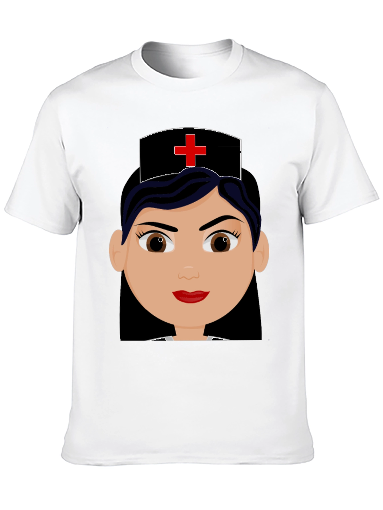 Cartoon Nurse Graphic Black T-Shirt