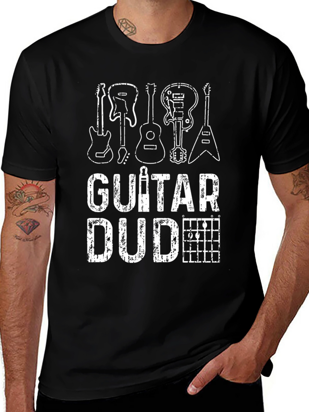 Guitar Dude Black T-Shirt - Music Lover Tee