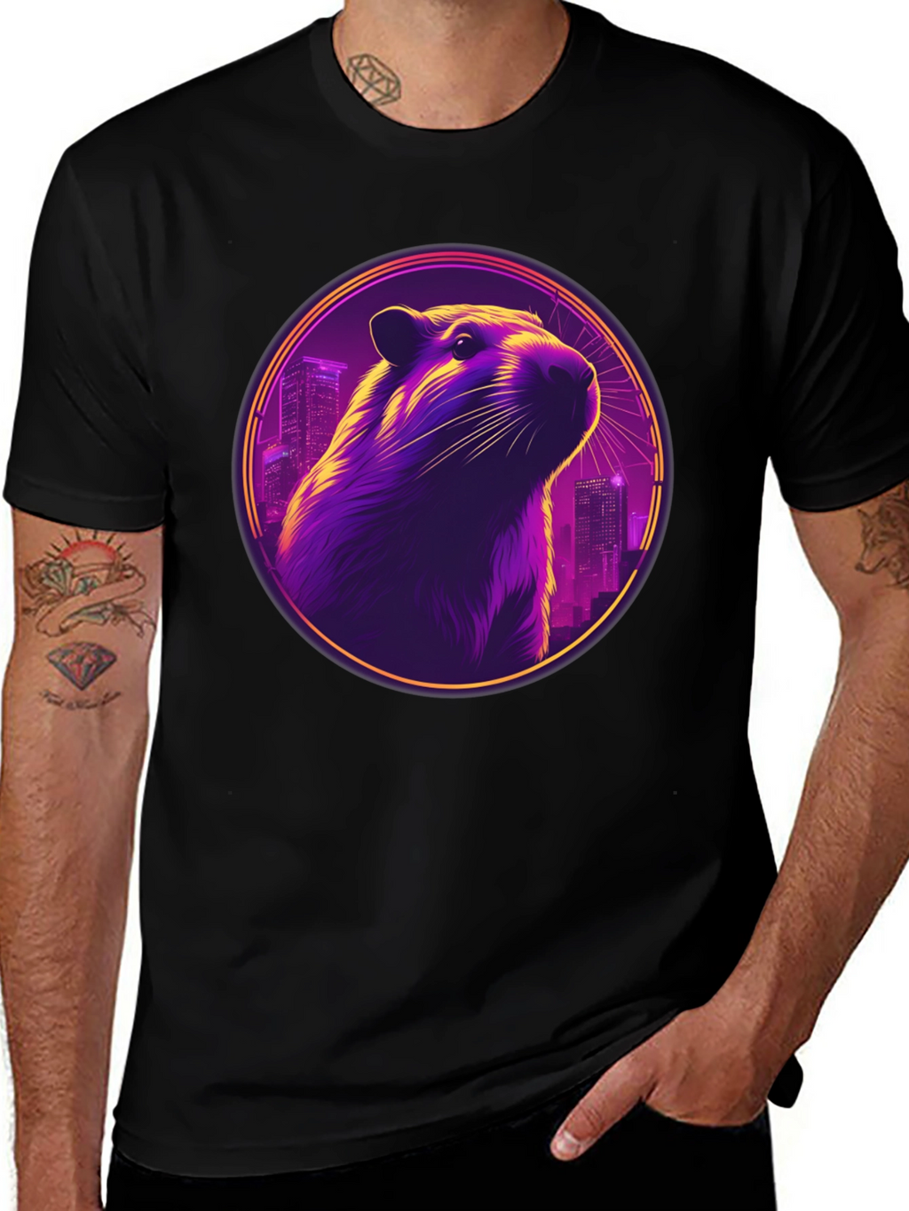 Retro Groundhog Cityscape Graphic Tee
