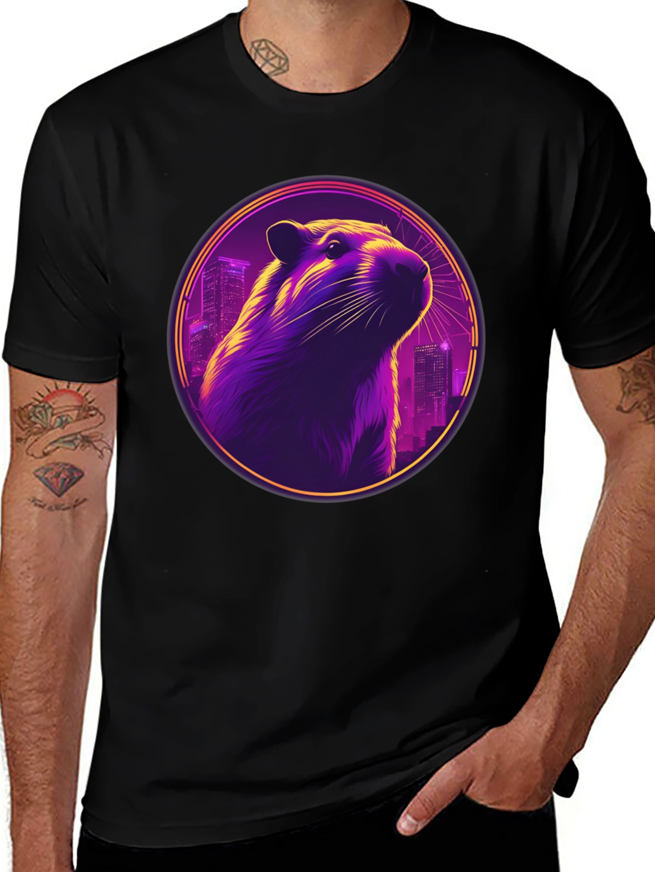 Retro Groundhog Cityscape Graphic Tee