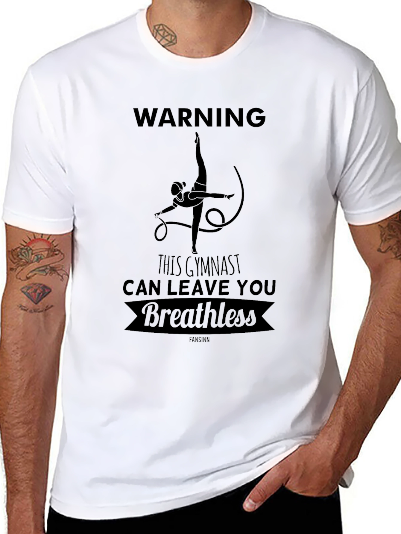 Warning Gymnast Breathless Black Graphic Tee