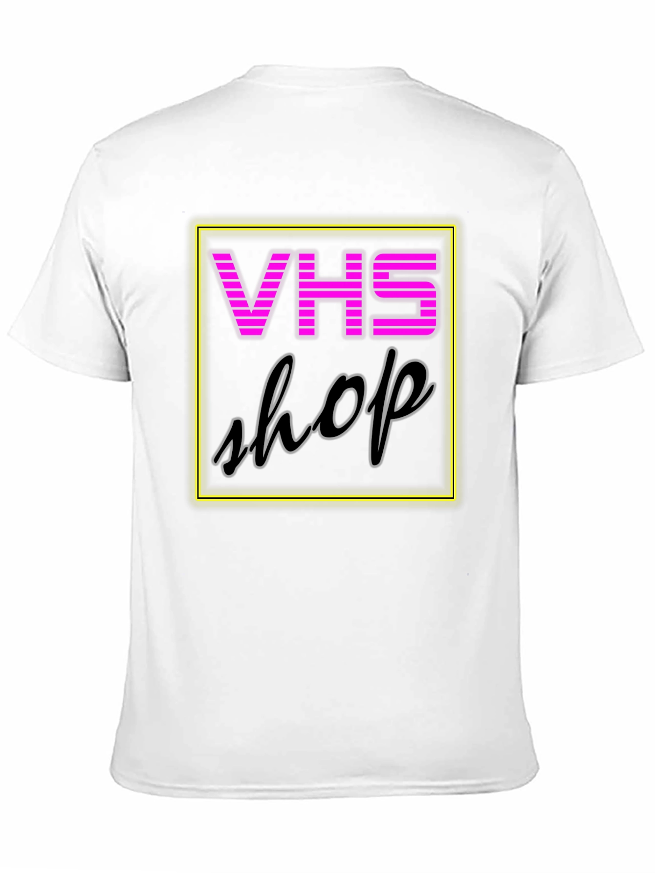 Retro VHS Shop Graphic Tee - Neon Style Black T-Shirt