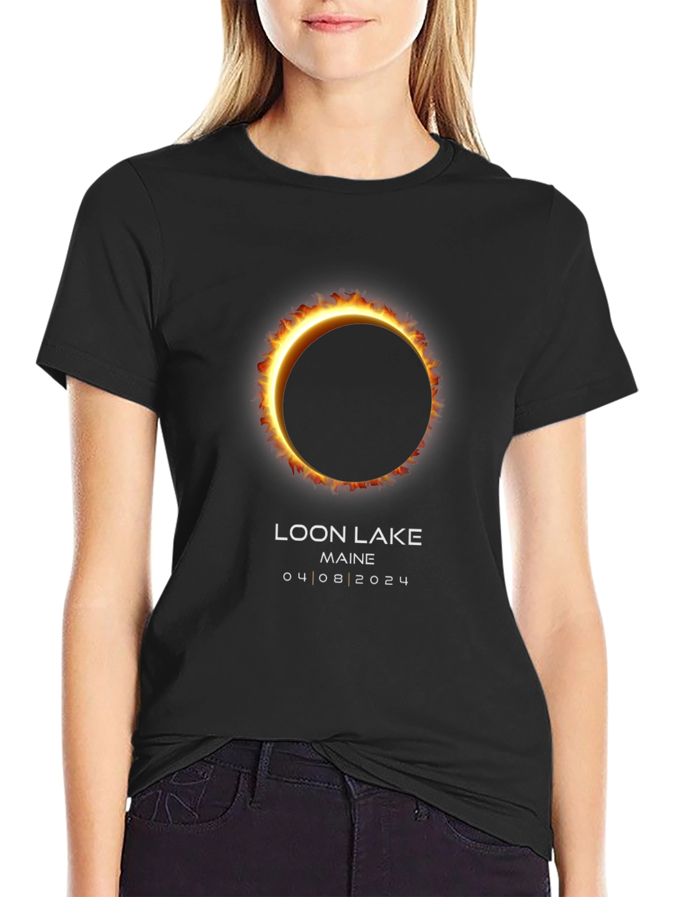 Solar Eclipse T-Shirt - Loon Lake Maine 04/08/2024