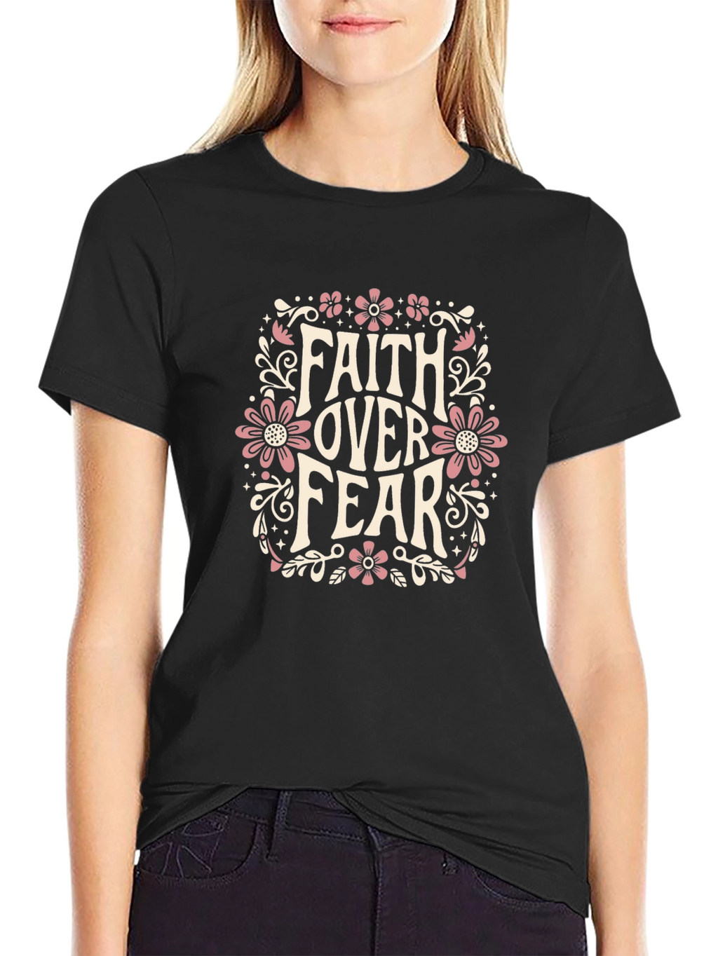 Faith Over Fear Graphic Black T-Shirt