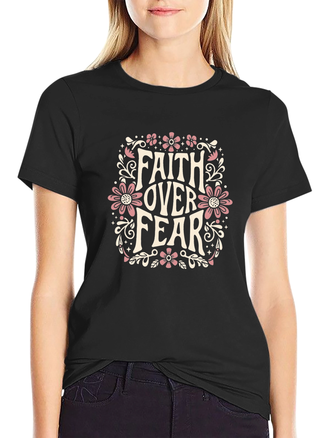 Faith Over Fear Graphic Black T-Shirt