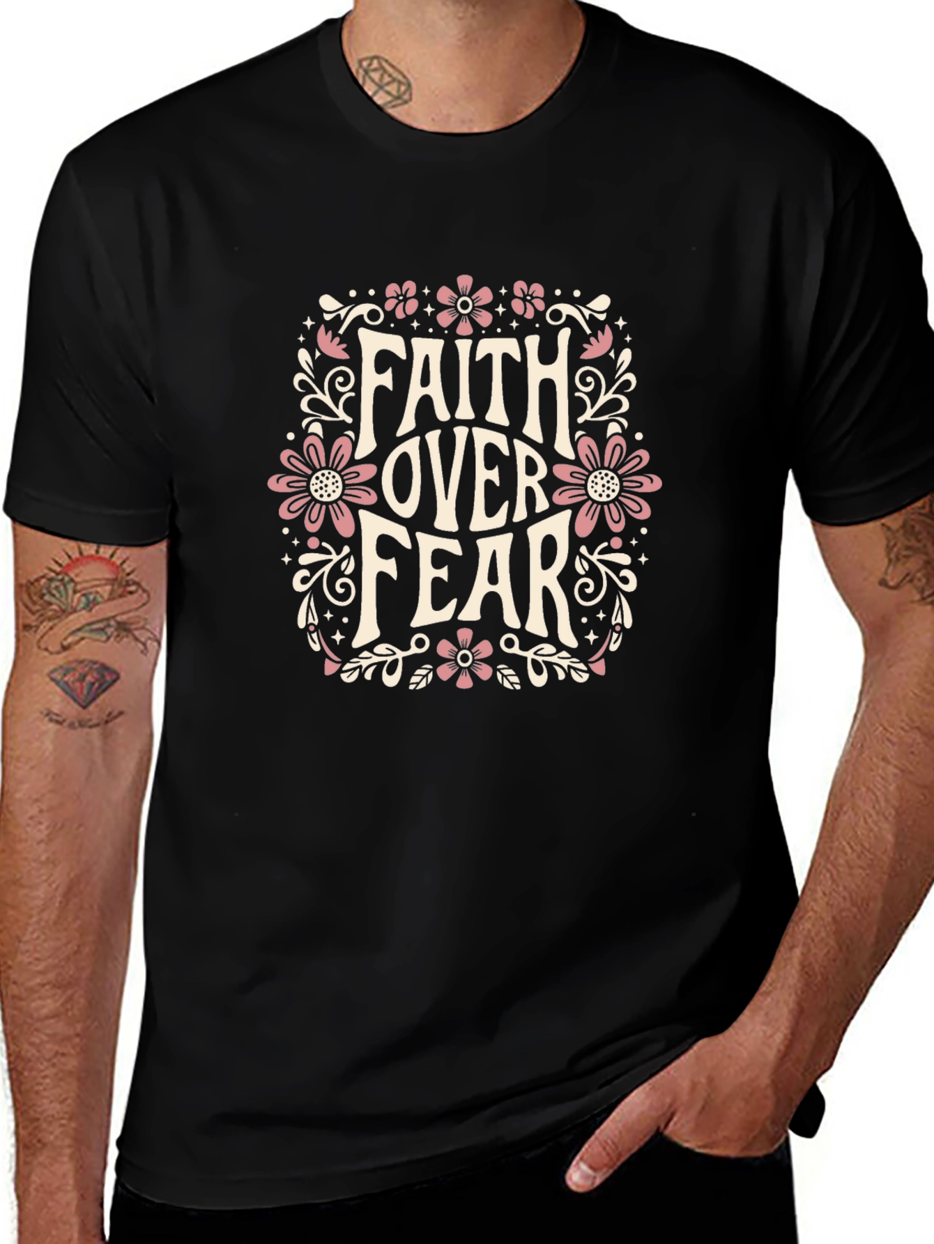 Faith Over Fear Graphic Black T-Shirt