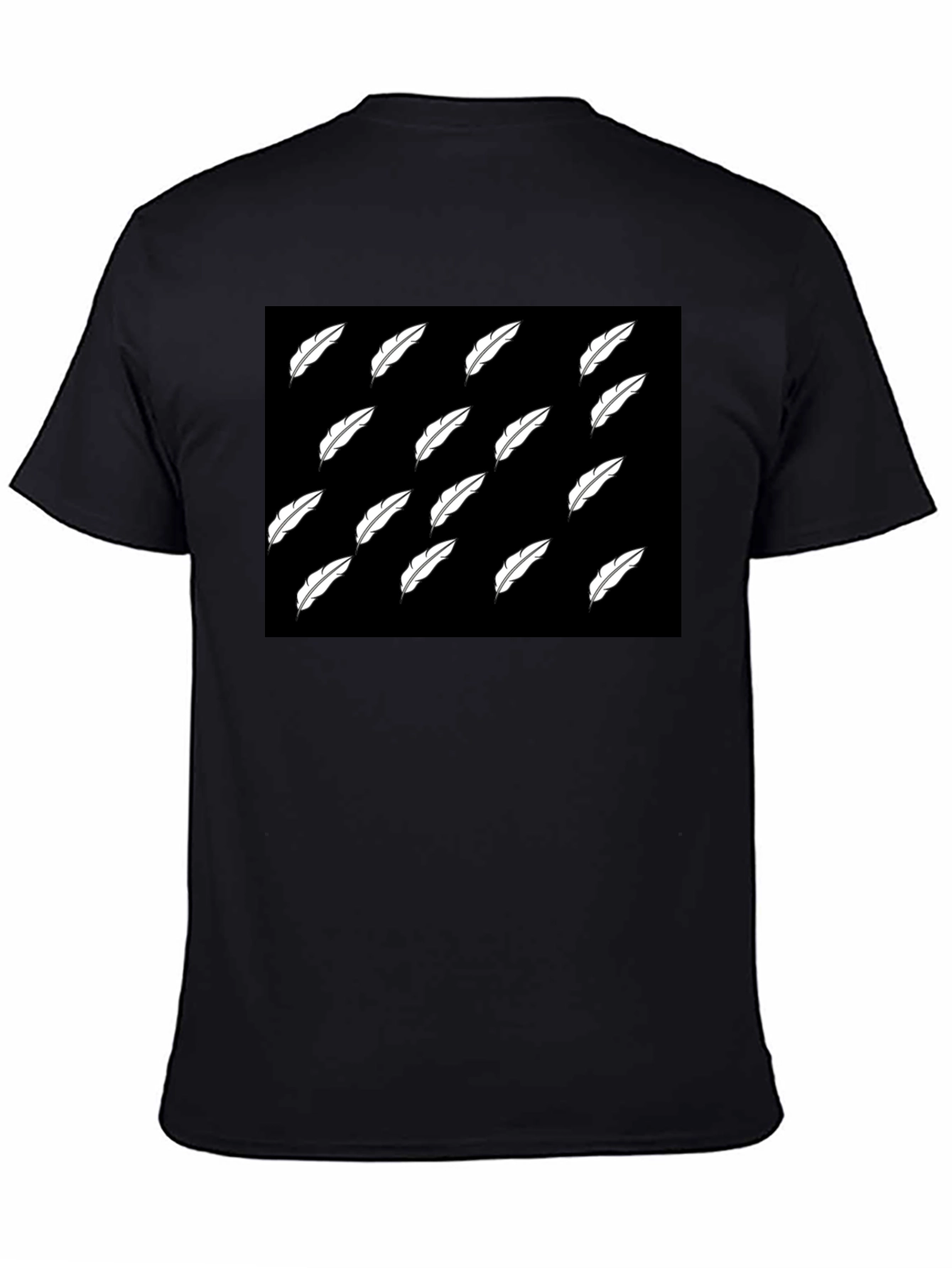 Feather Pattern Black T-Shirt