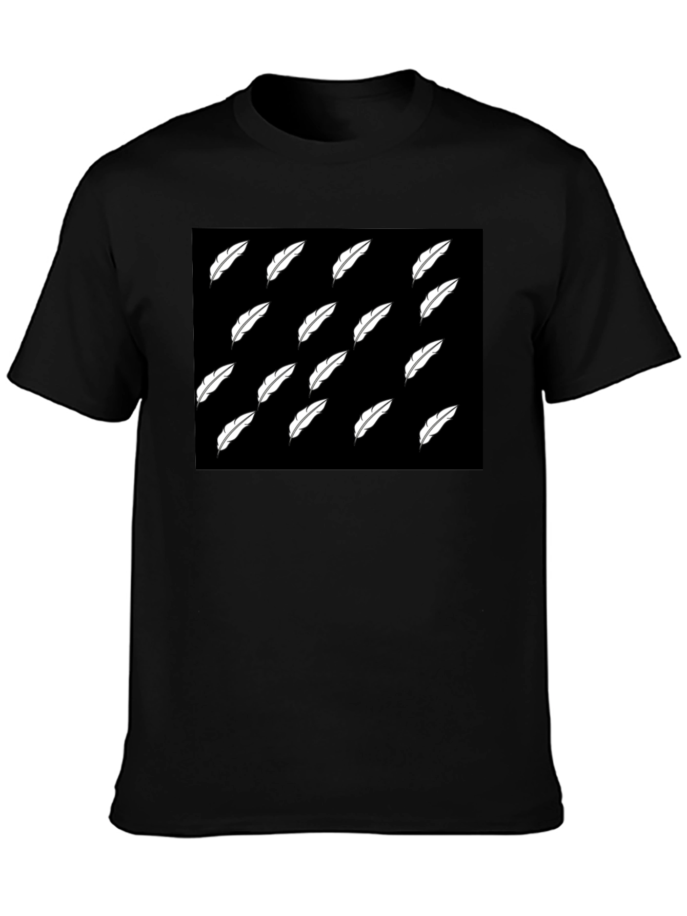 Feather Pattern Black T-Shirt
