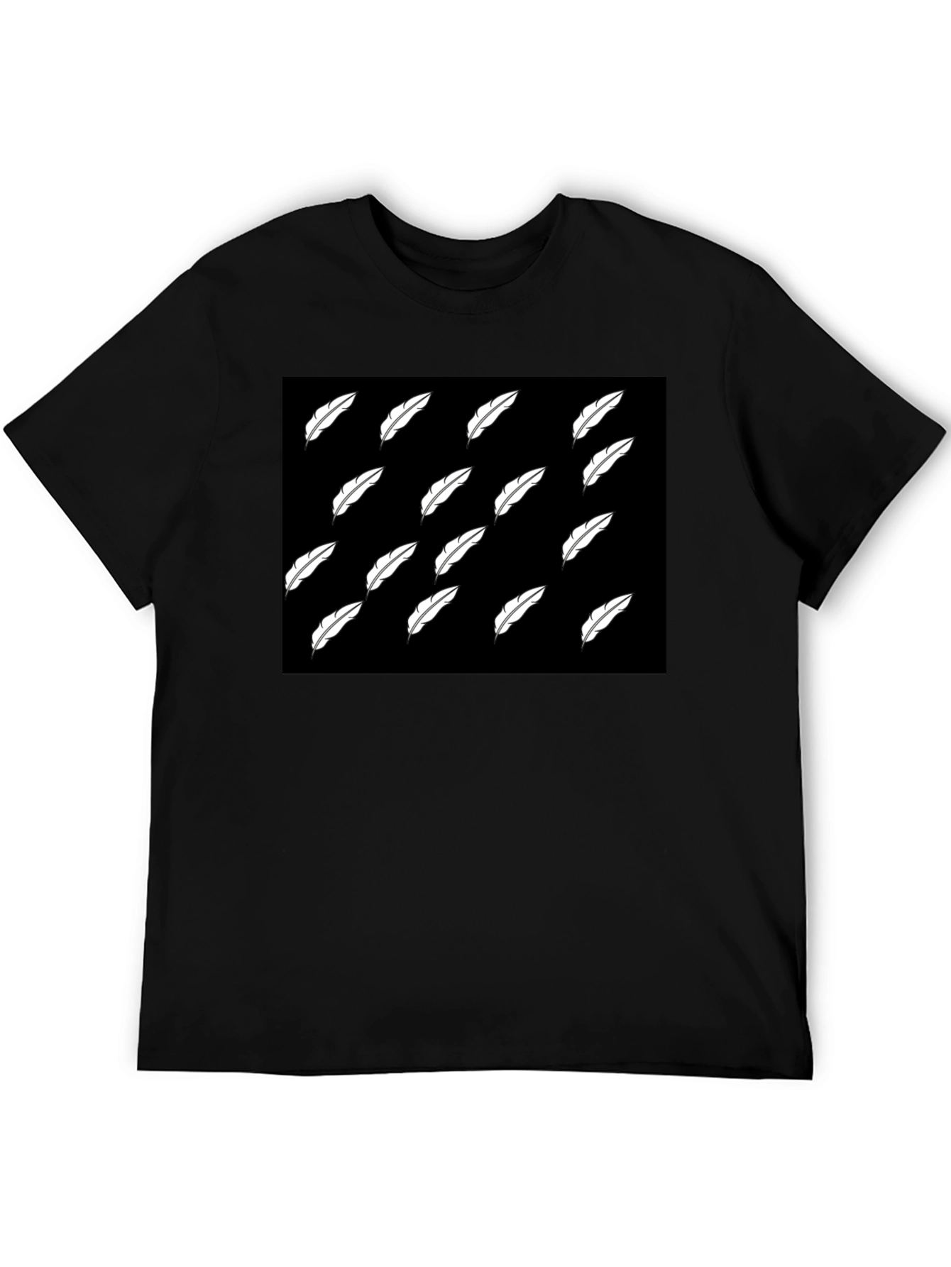 Feather Pattern Black T-Shirt