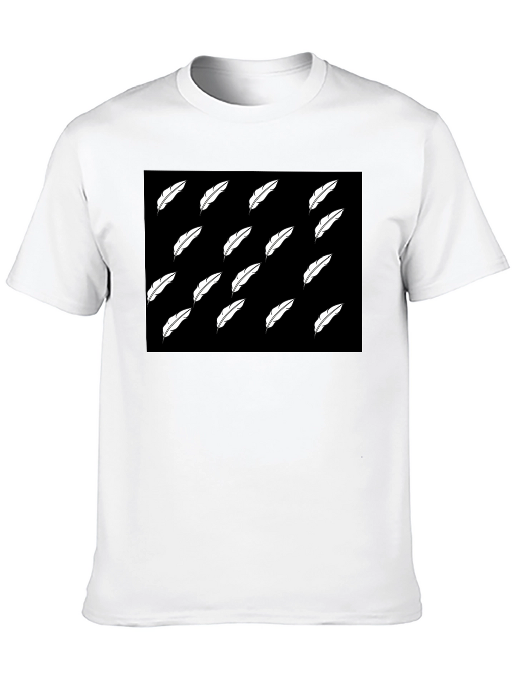 Feather Pattern Black T-Shirt