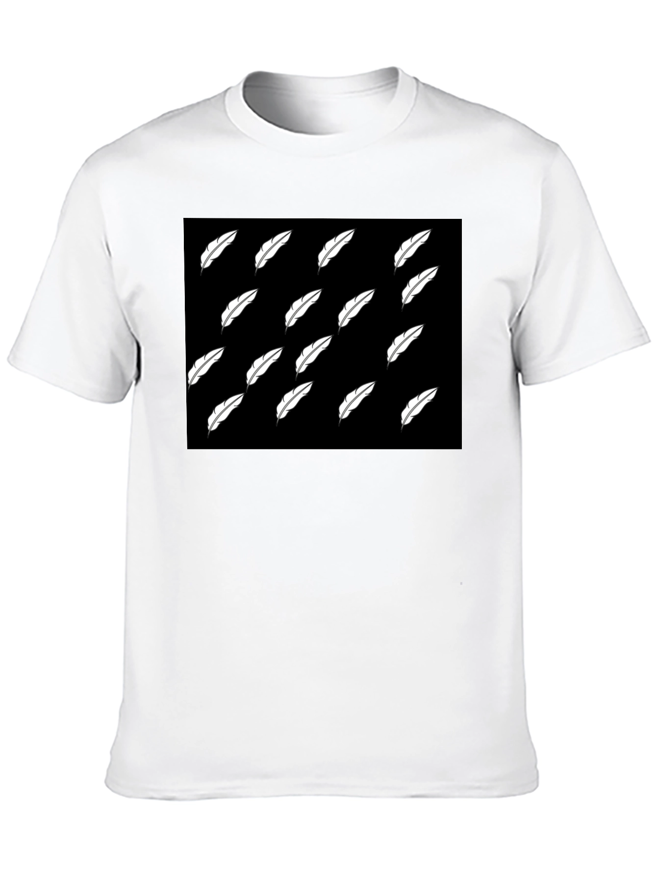 Feather Pattern Black T-Shirt