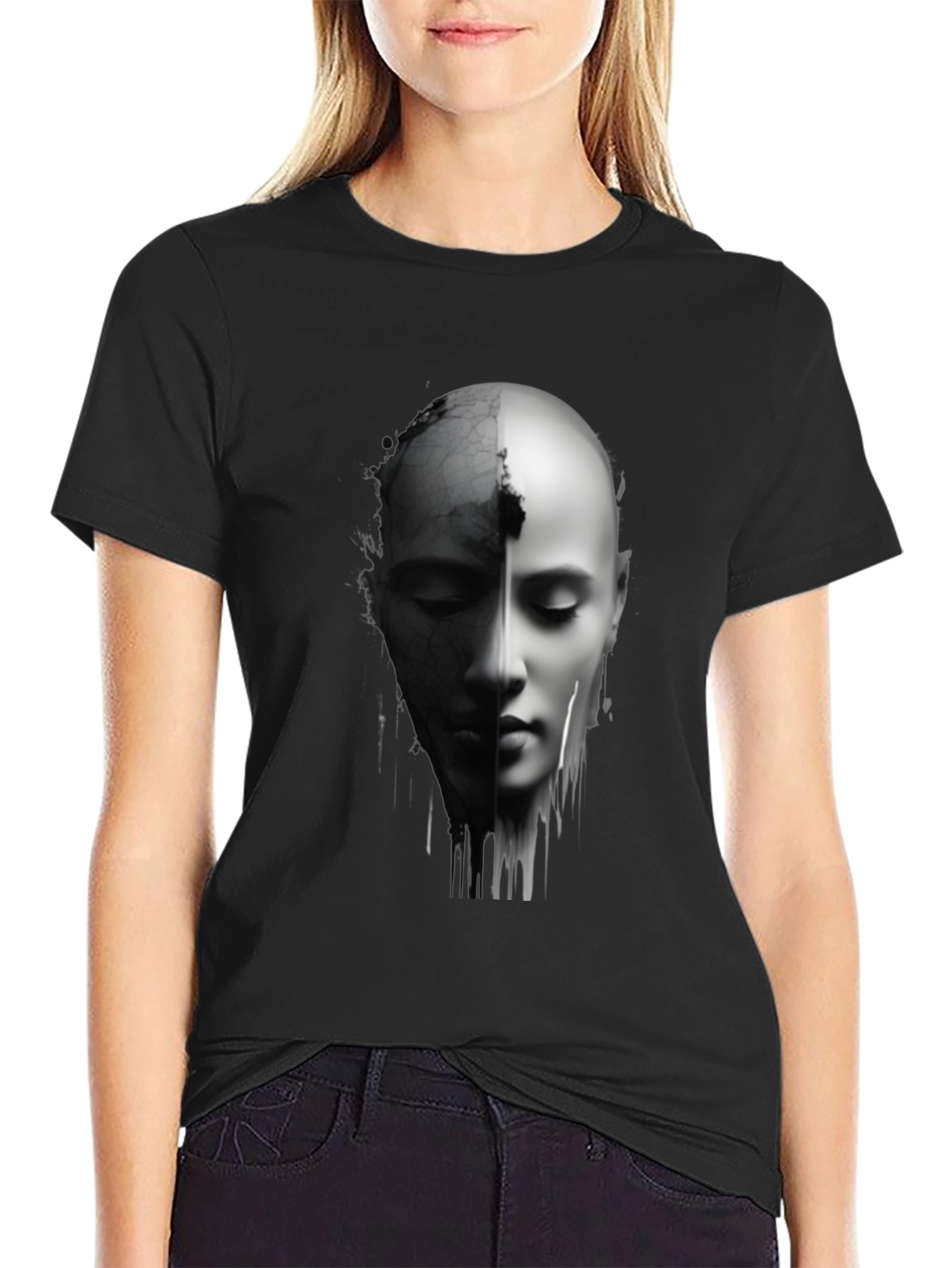 Monochrome Two-Faced Portrait Graphic Tee
