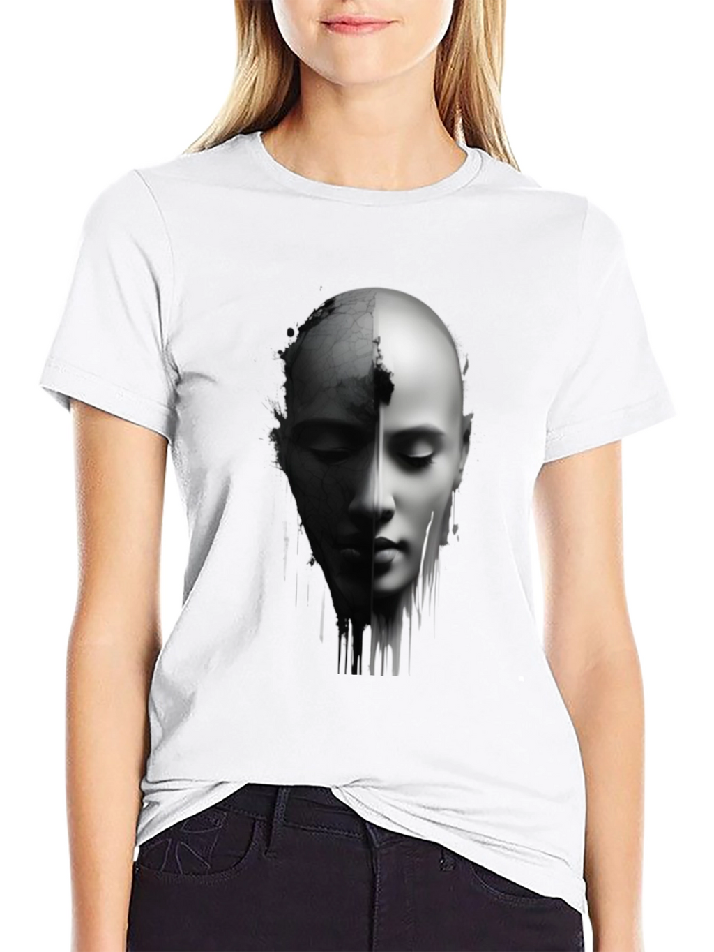 Monochrome Two-Faced Portrait Graphic Tee
