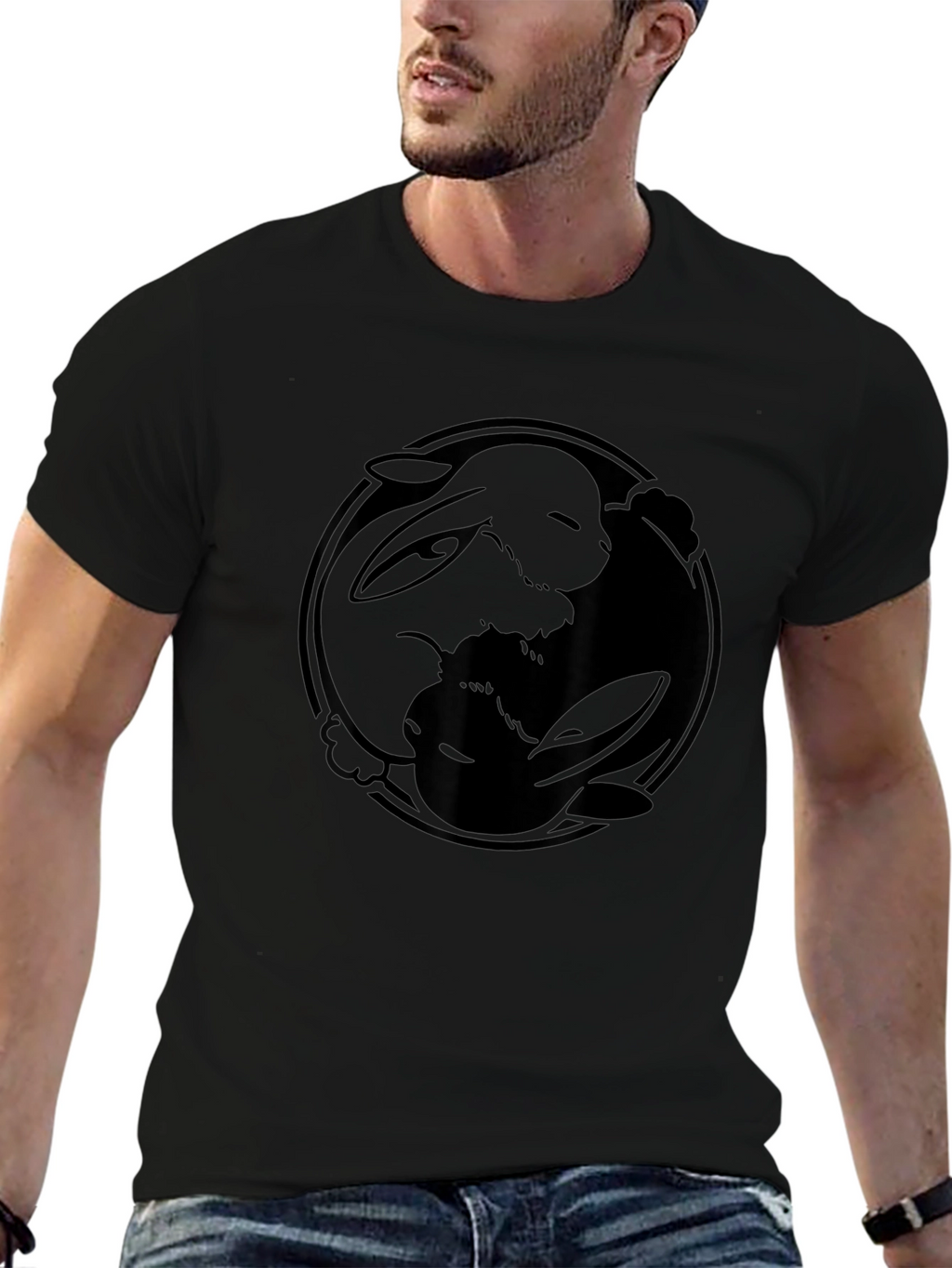 Yin Yang Eevee Black T-Shirt