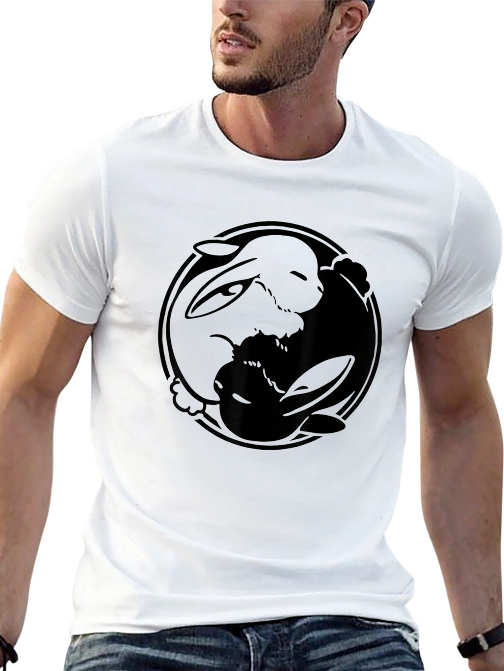 Yin Yang Eevee Black T-Shirt