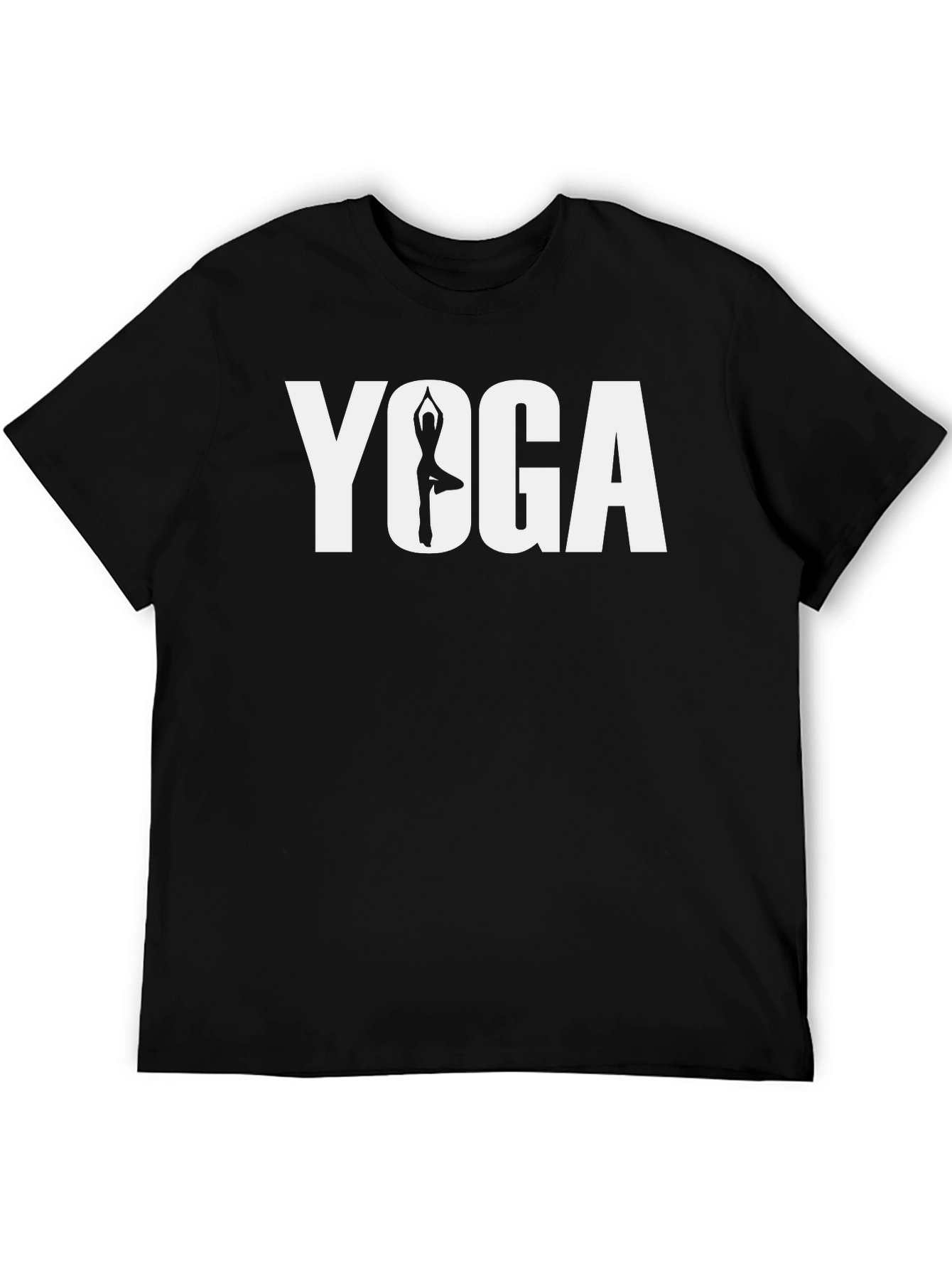 Yoga Pose Graphic Tee - Black Cotton T-Shirt