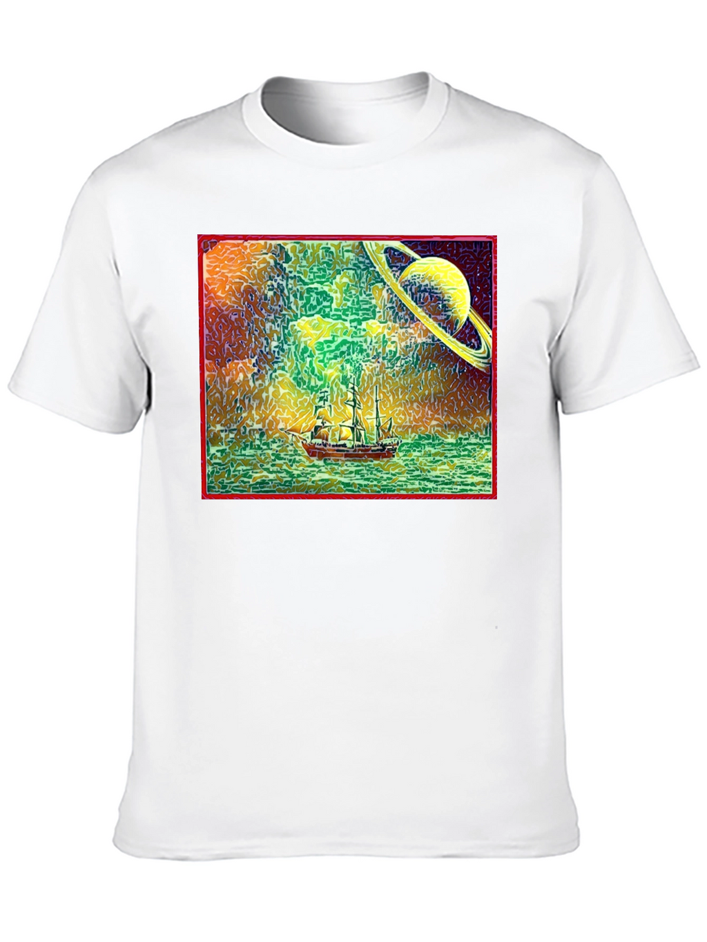 Surreal Saturn Sailboat Graphic Tee - Unique Design