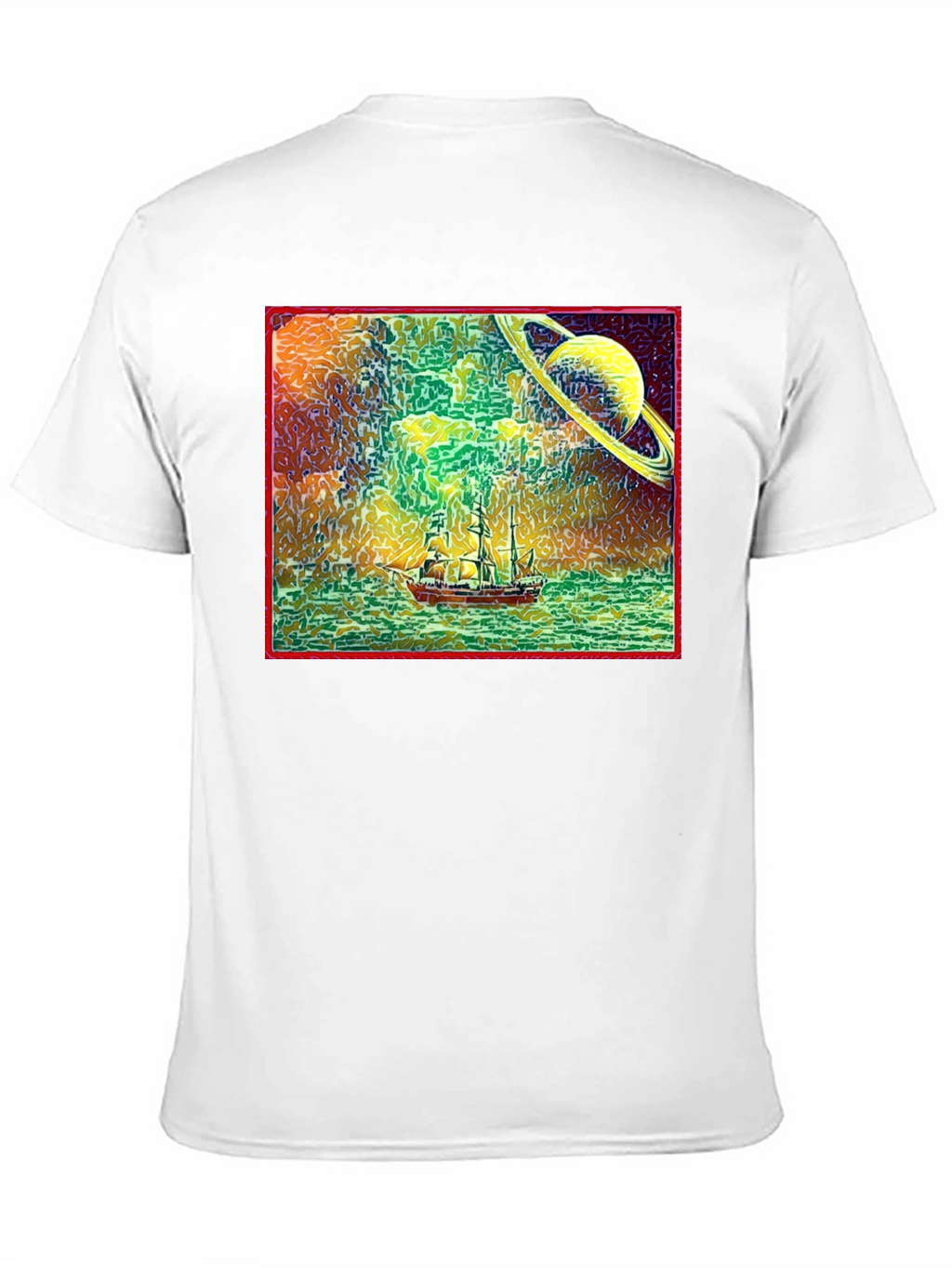 Surreal Saturn Sailboat Graphic Tee - Unique Design