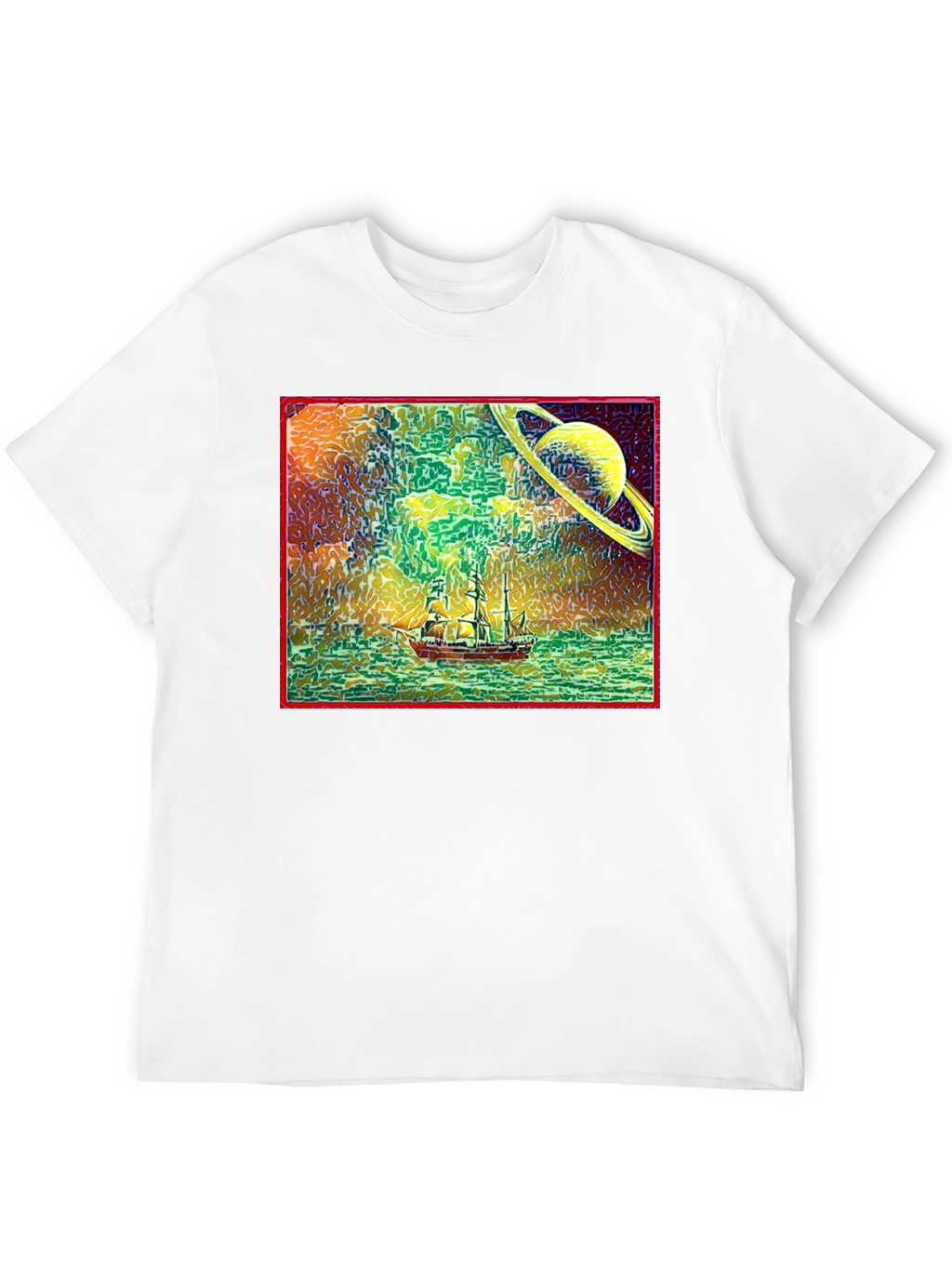 Surreal Saturn Sailboat Graphic Tee - Unique Design