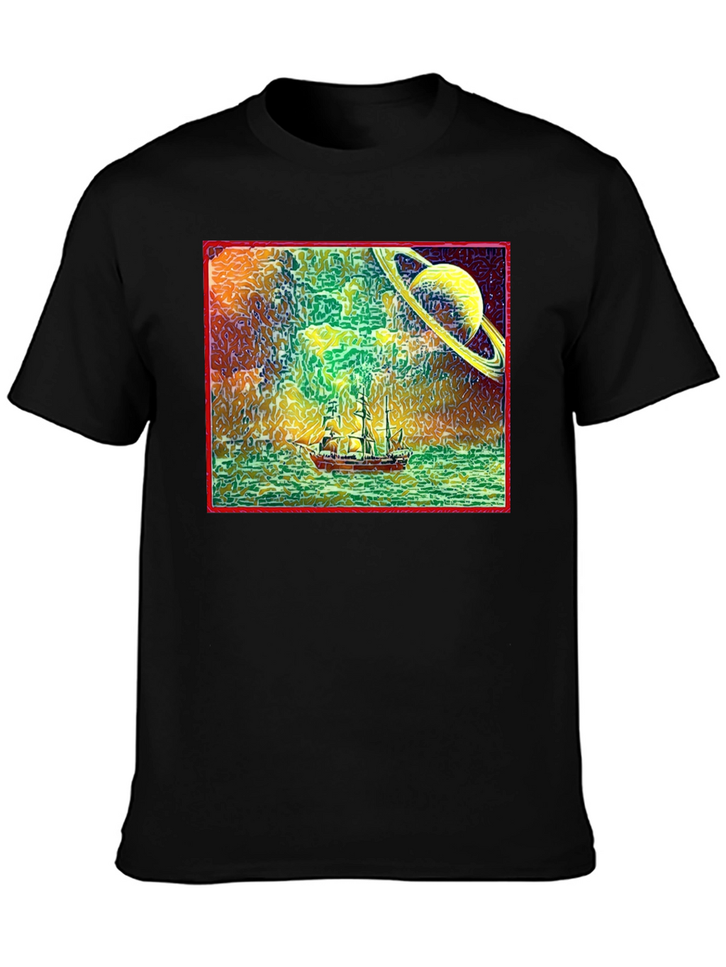 Surreal Saturn Sailboat Graphic Tee - Unique Design