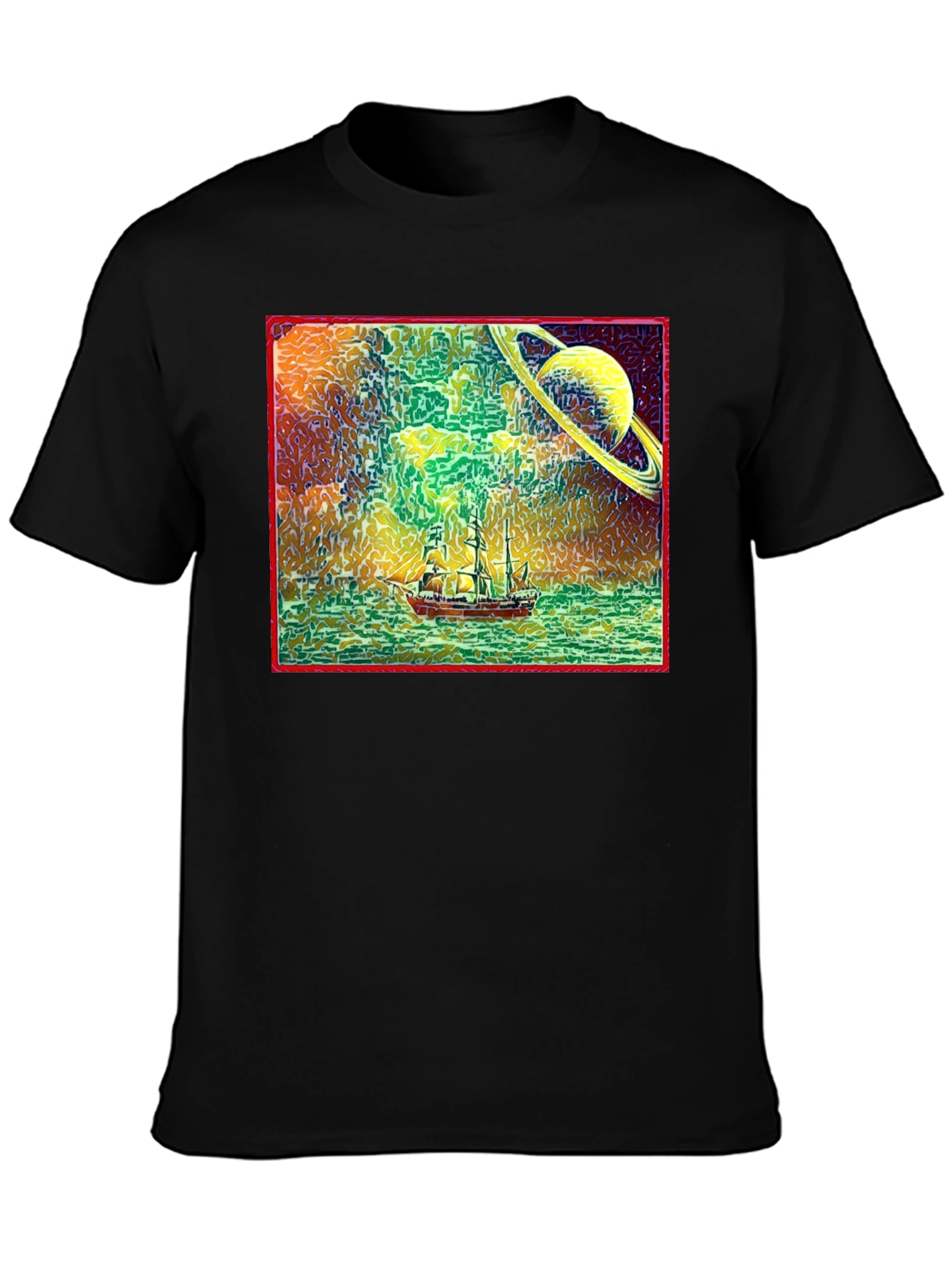 Surreal Saturn Sailboat Graphic Tee - Unique Design