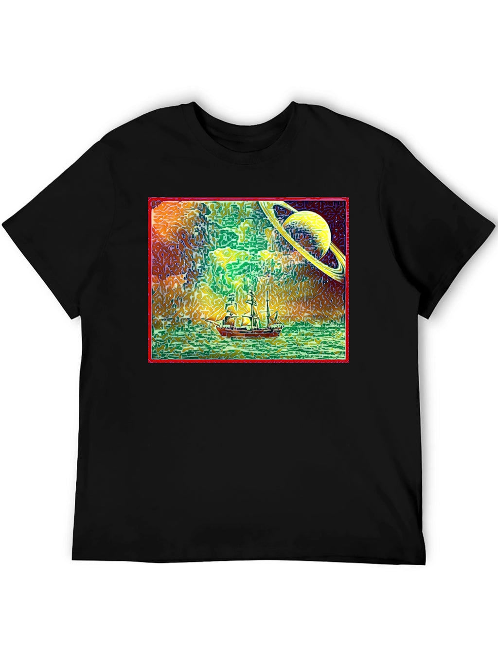 Surreal Saturn Sailboat Graphic Tee - Unique Design
