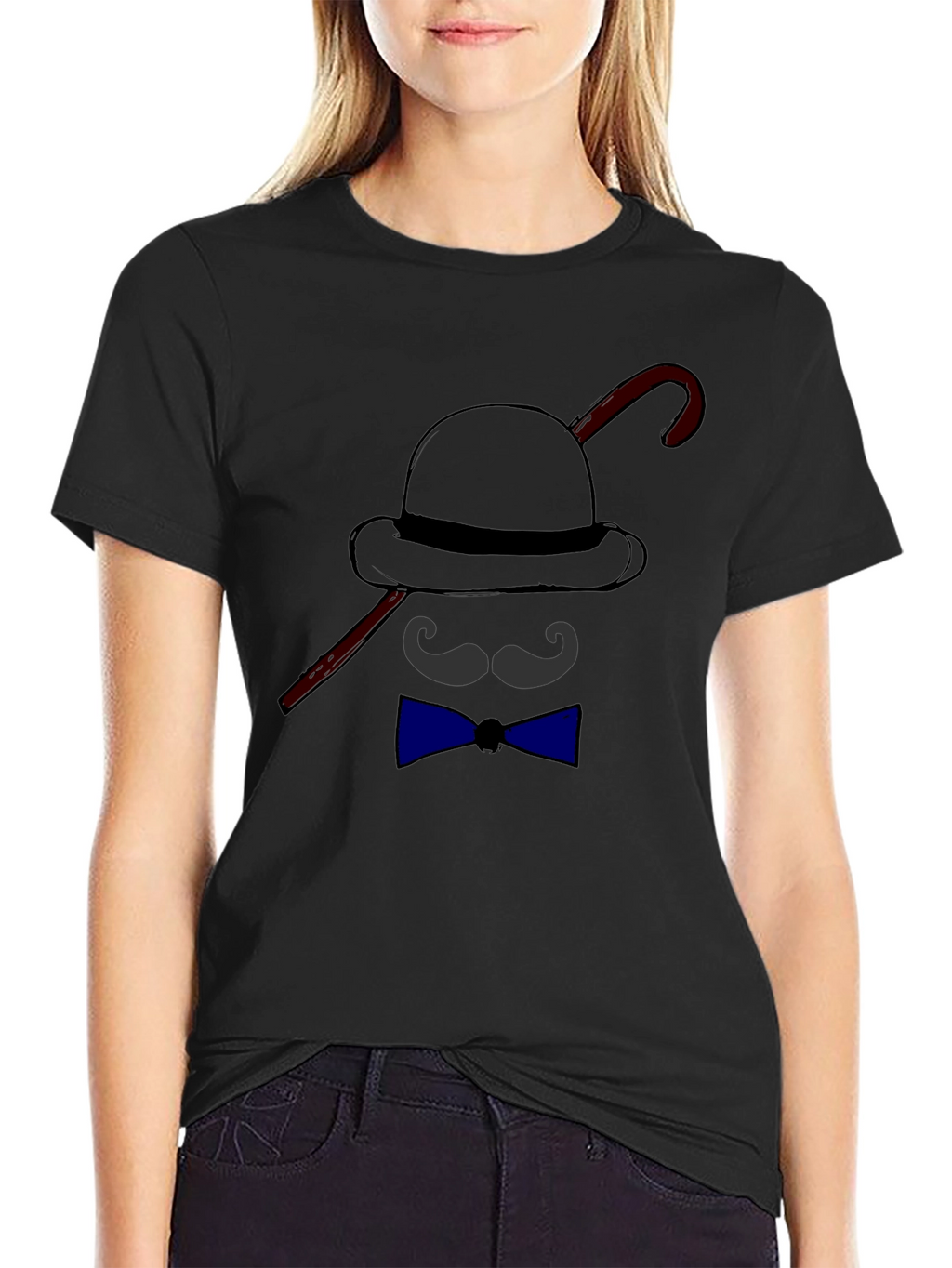 Mens Funny Bowler Hat & Bow Tie Graphic T-Shirt
