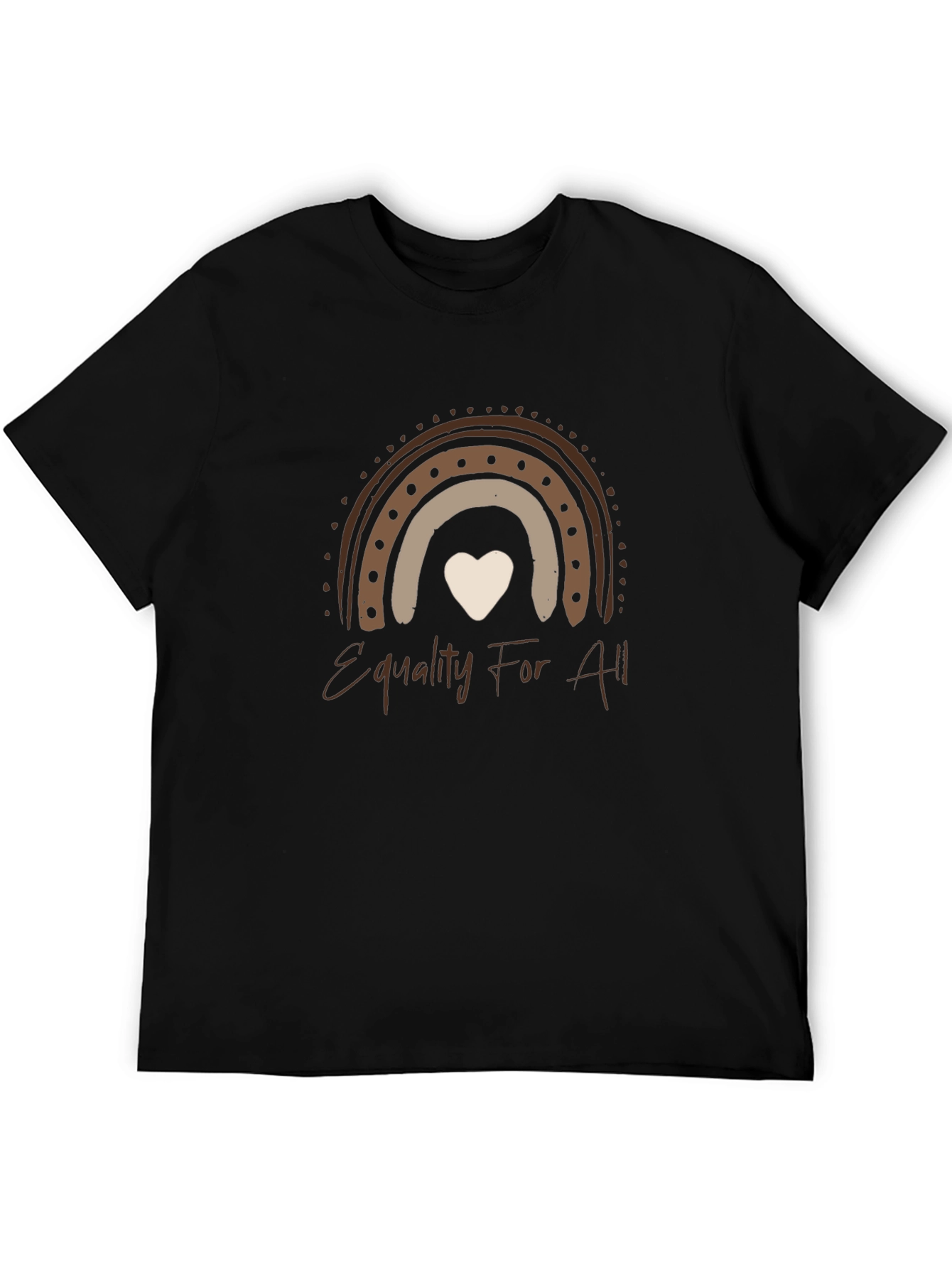 Equality For All Graphic Tee - Brown Rainbow Heart