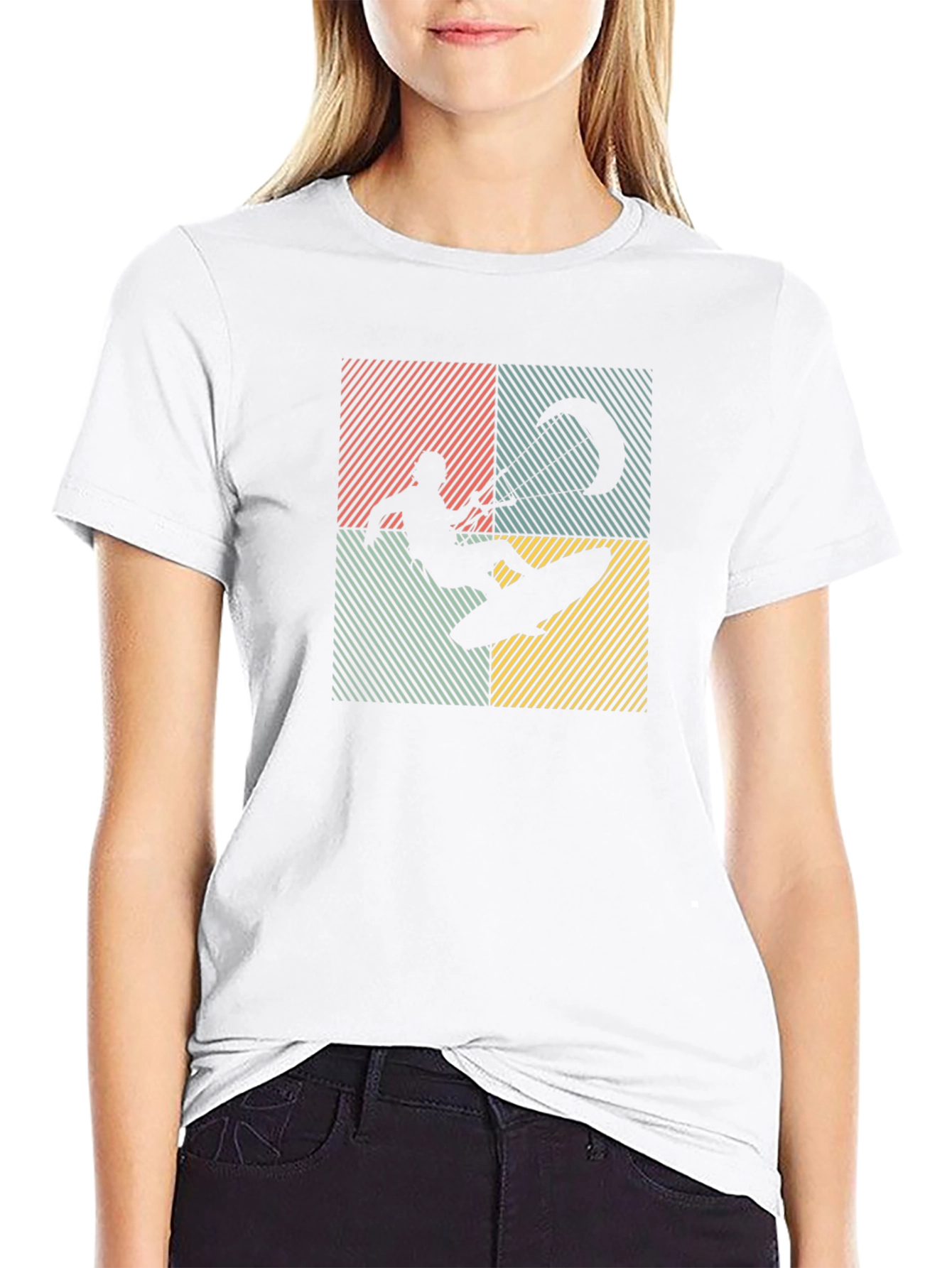 Retro Kite Surfer T-Shirt - Black