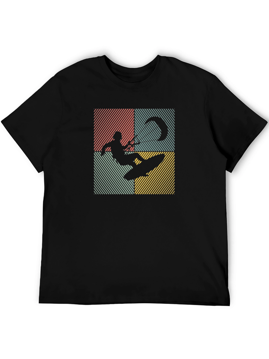 Retro Kite Surfer T-Shirt - Black