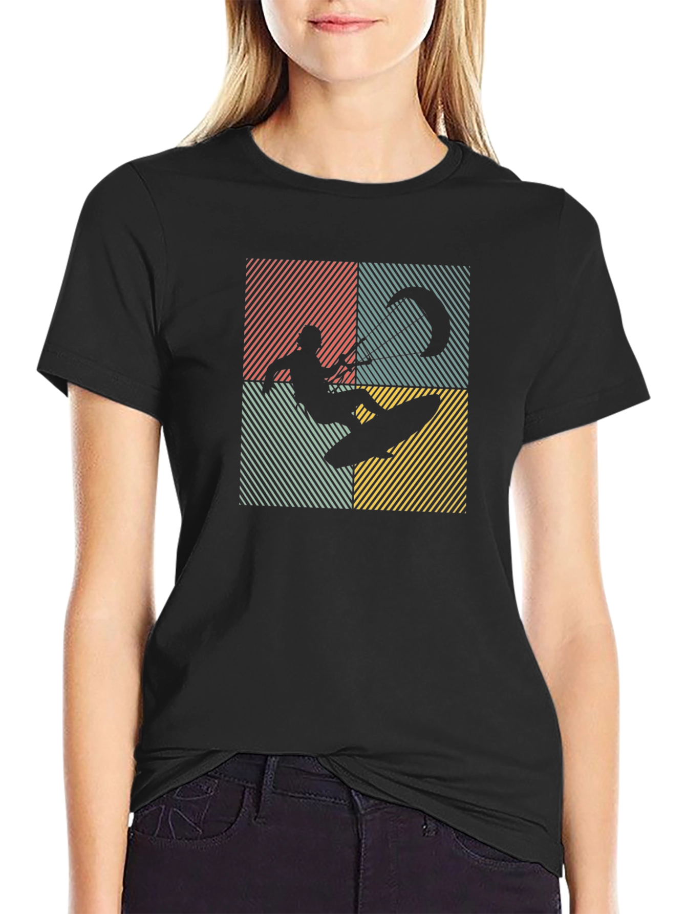 Retro Kite Surfer T-Shirt - Black
