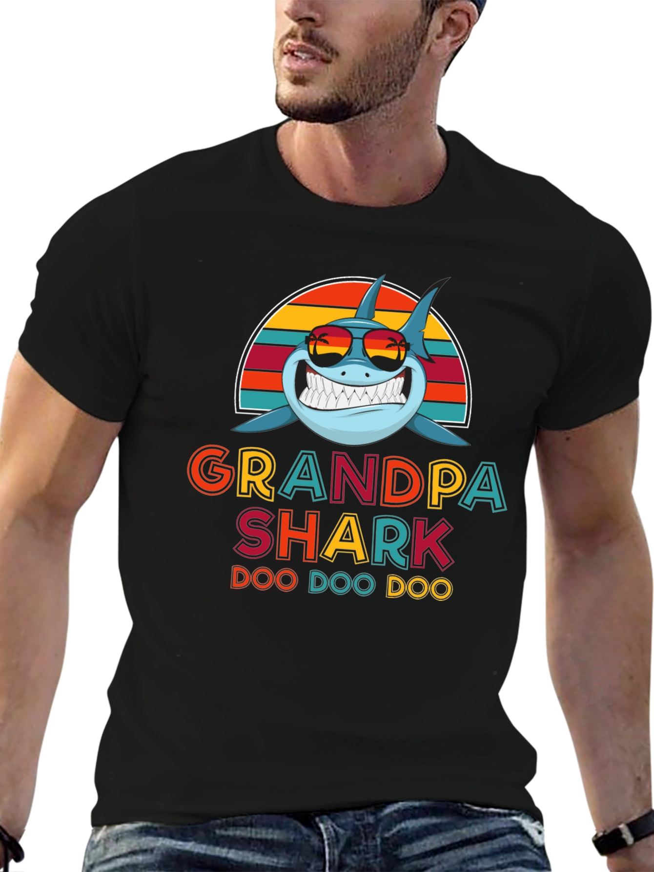 Grandpa Shark T-Shirt - Doo Doo Doo Funny Graphic Tee