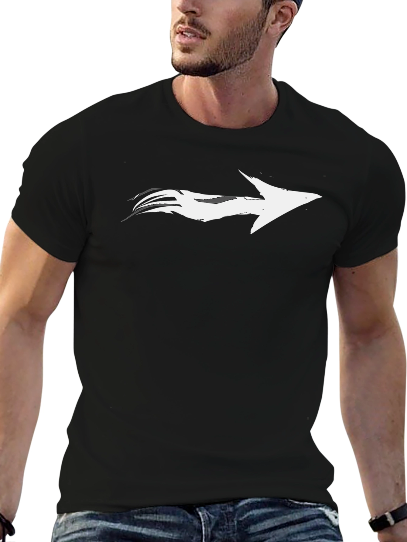 Stylish Black T-Shirt with Arrow Graphic Tee