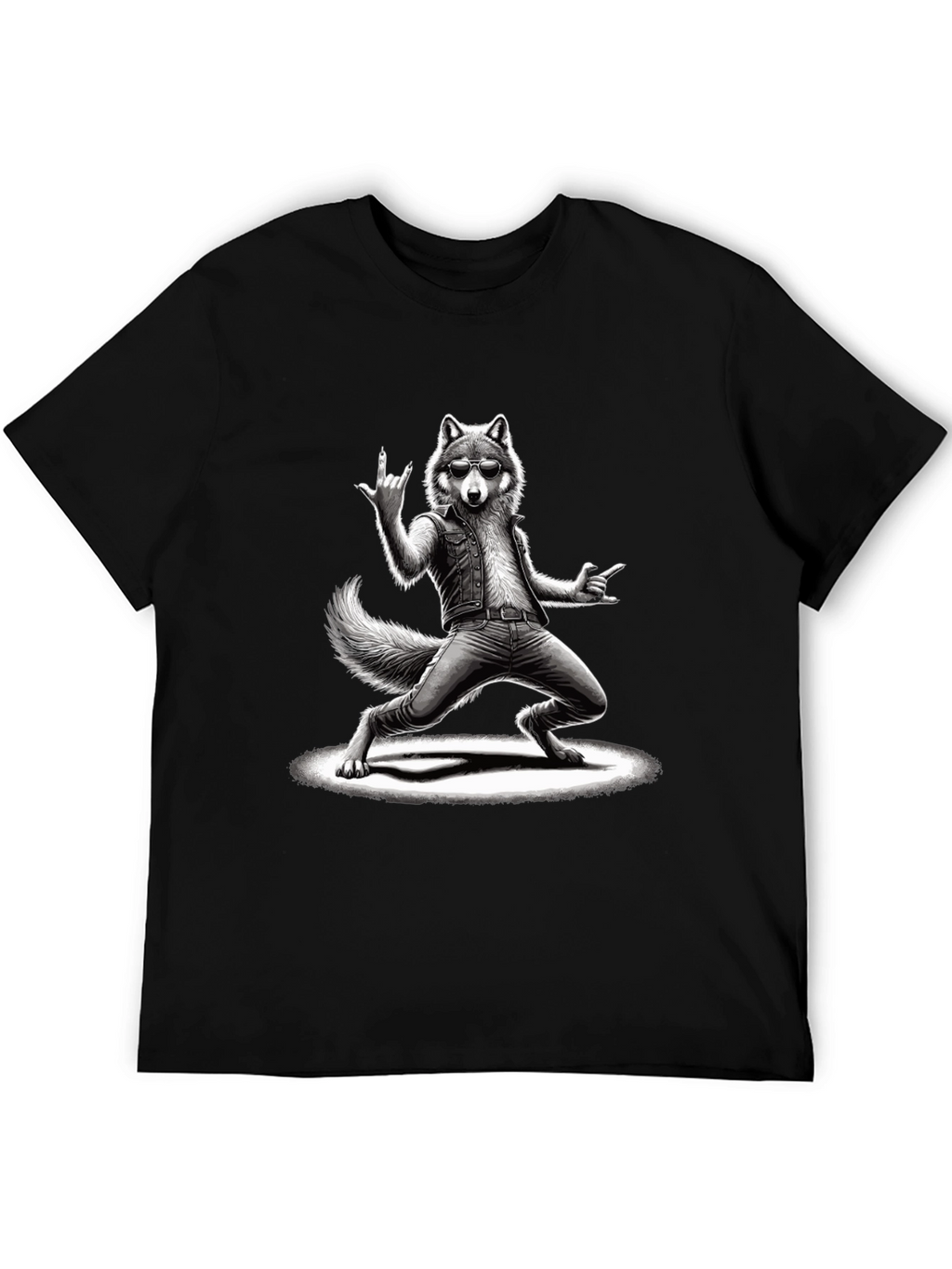 Rockstar Wolf Graphic T-Shirt - Cool Animal Tee