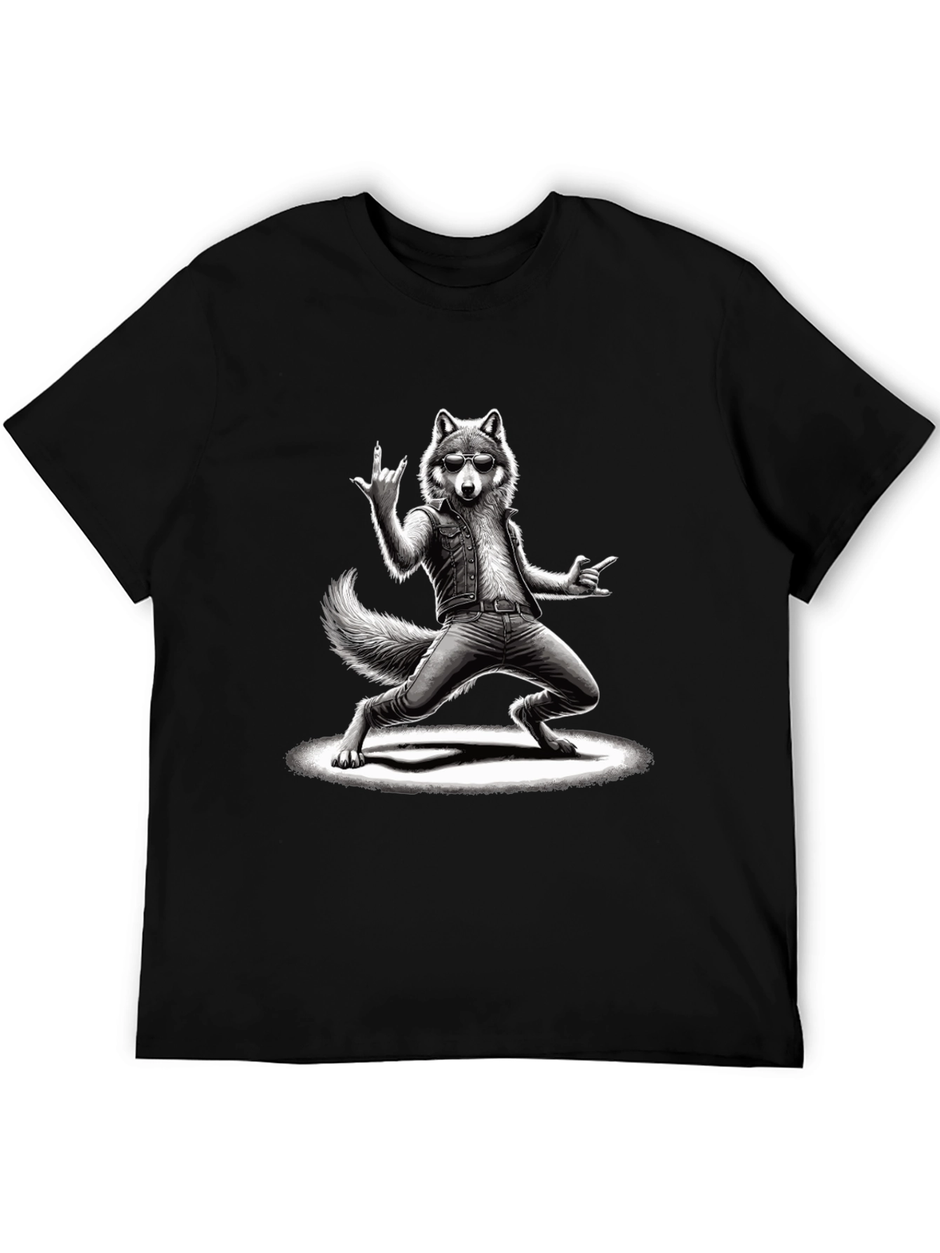 Rockstar Wolf Graphic T-Shirt - Cool Animal Tee
