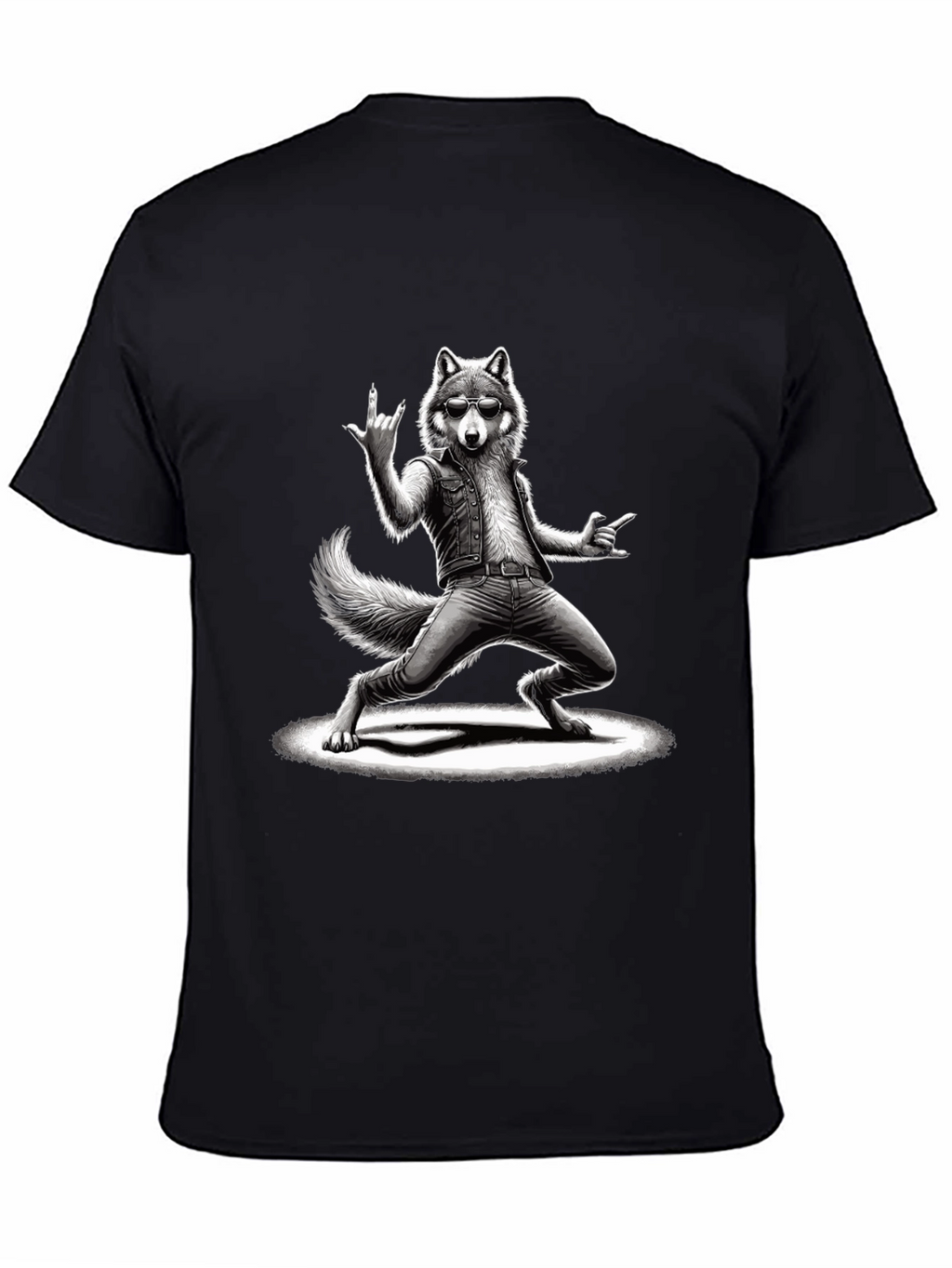 Rockstar Wolf Graphic T-Shirt - Cool Animal Tee