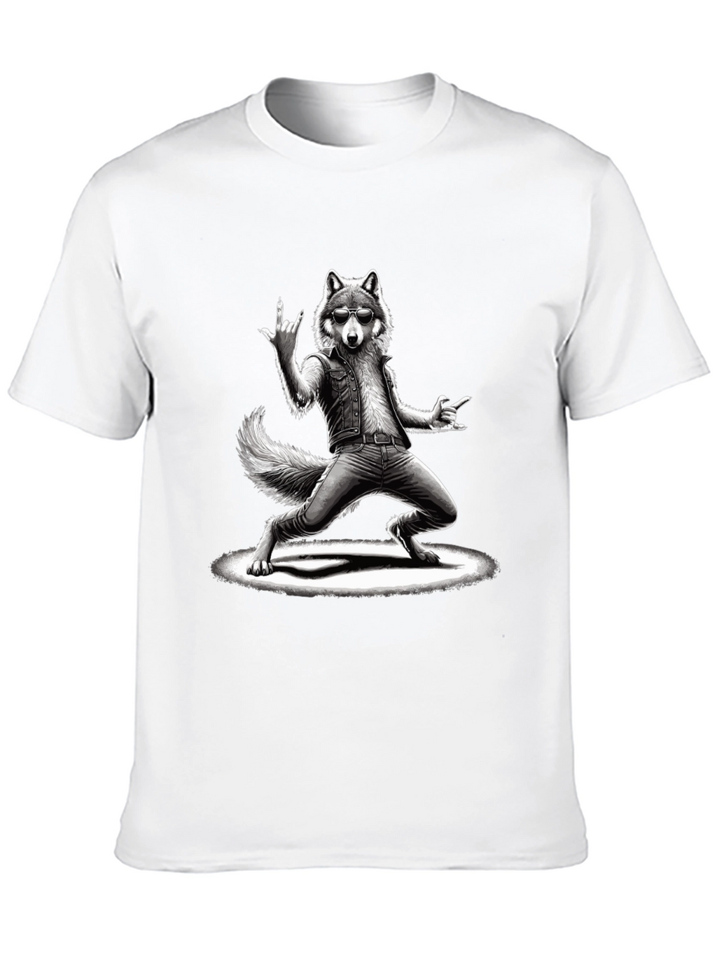 Rockstar Wolf Graphic T-Shirt - Cool Animal Tee
