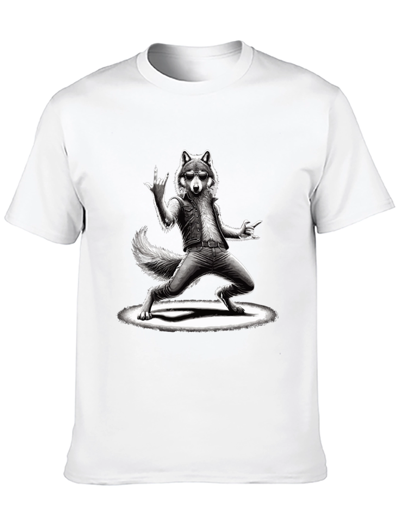 Rockstar Wolf Graphic T-Shirt - Cool Animal Tee
