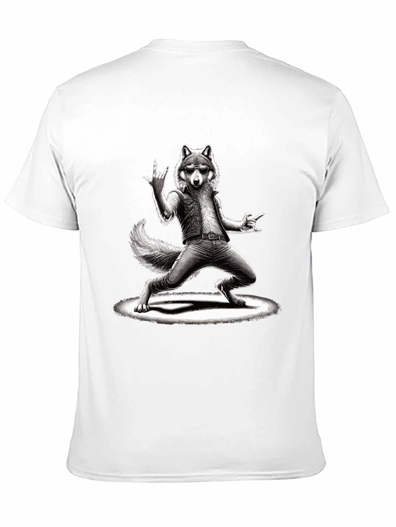 Rockstar Wolf Graphic T-Shirt - Cool Animal Tee