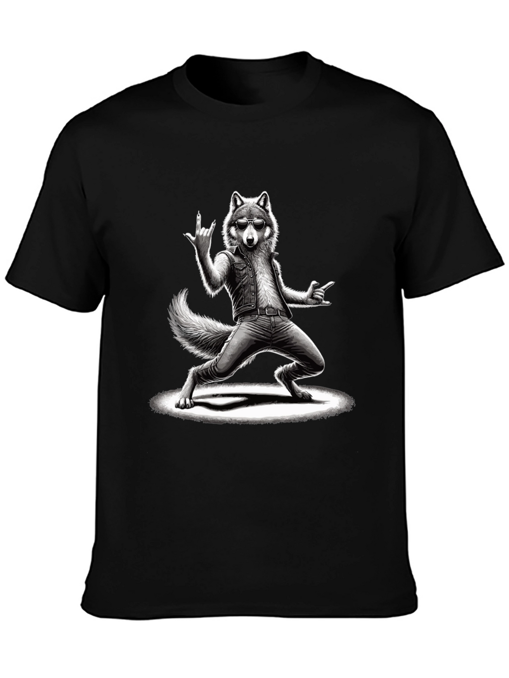 Rockstar Wolf Graphic T-Shirt - Cool Animal Tee