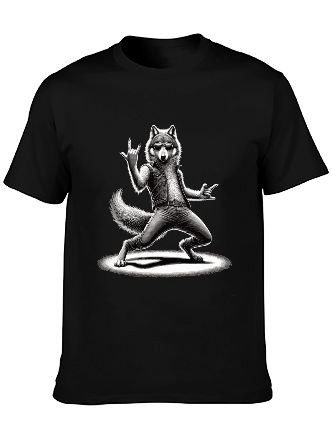 Rockstar Wolf Graphic T-Shirt - Cool Animal Tee