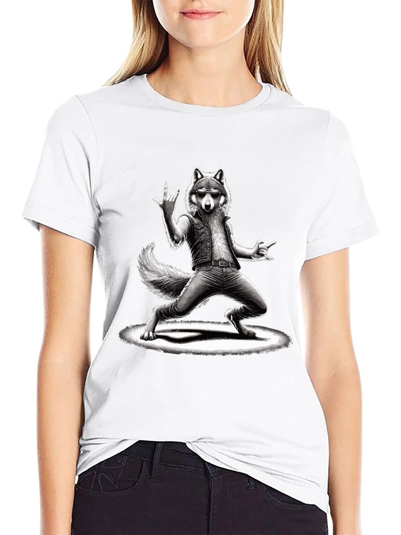 Rockstar Wolf Graphic T-Shirt - Cool Animal Tee