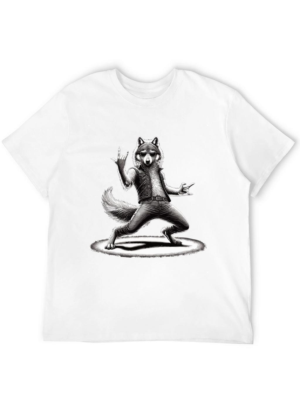Rockstar Wolf Graphic T-Shirt - Cool Animal Tee