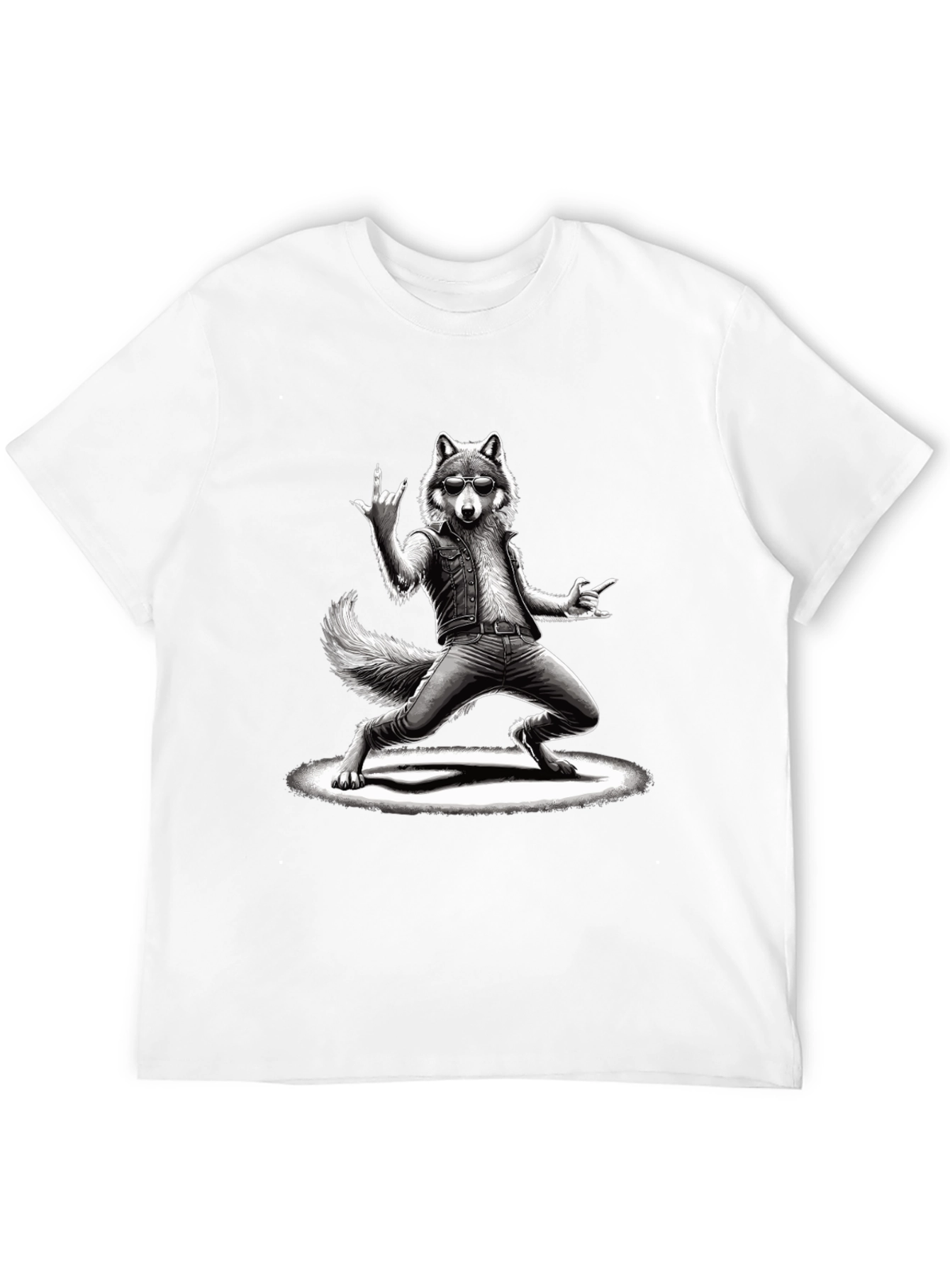 Rockstar Wolf Graphic T-Shirt - Cool Animal Tee