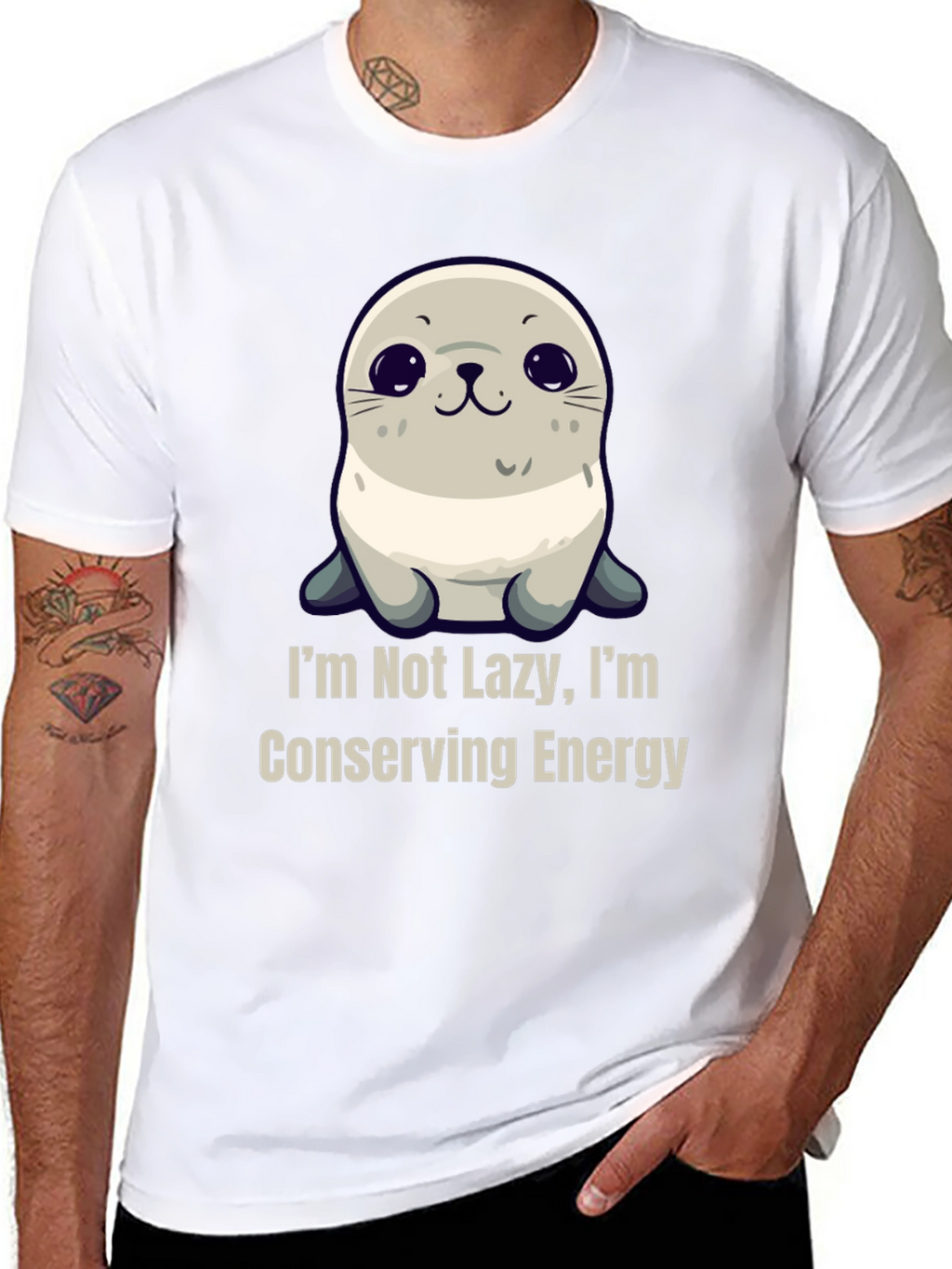 Funny Seal T-Shirt - Im Not Lazy Conserving Energy