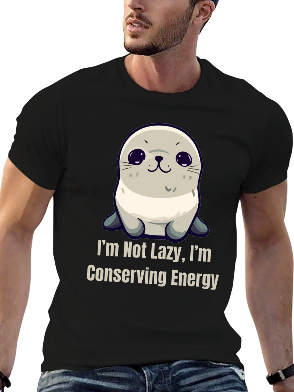 Funny Seal T-Shirt - Im Not Lazy Conserving Energy