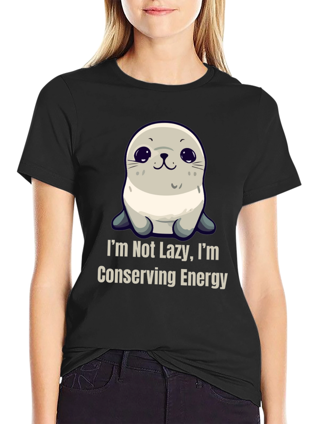 Funny Seal T-Shirt - Im Not Lazy Conserving Energy