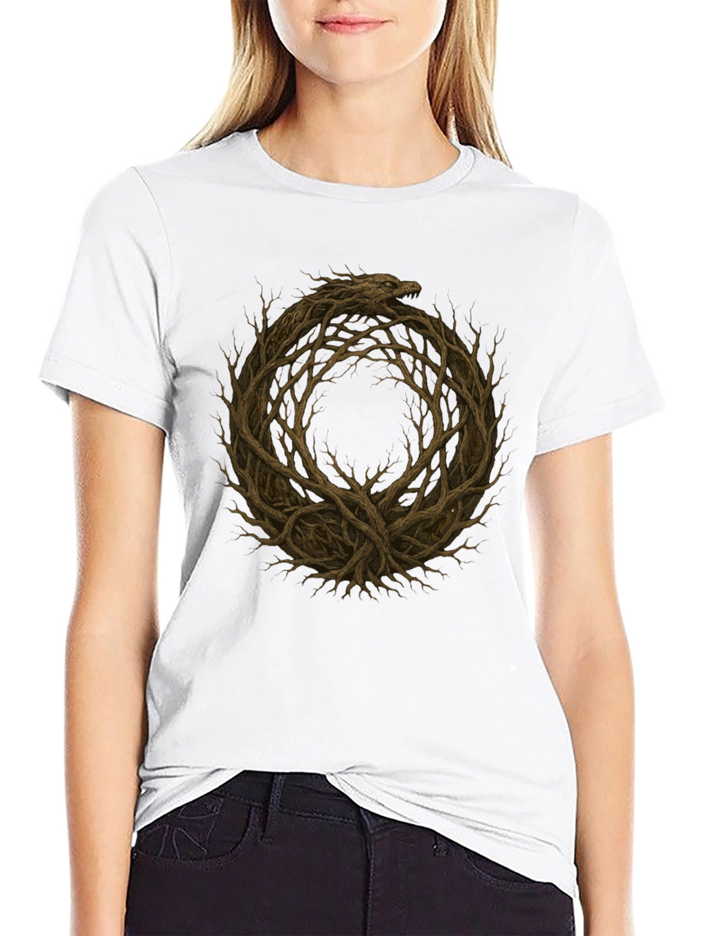 Ouroboros Tree Branch T-Shirt - Black