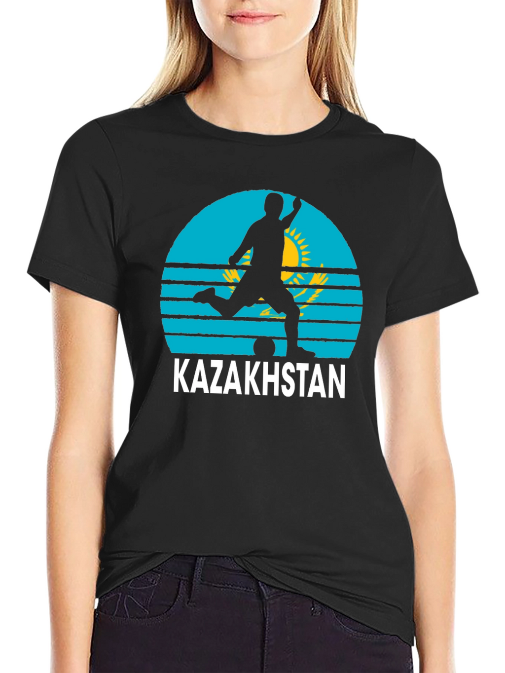 Kazakhstan Soccer T-Shirt - Black